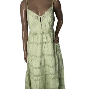 Emilia George Women's Grace Maternity Eyelet Tiered Midi Dress Size XS